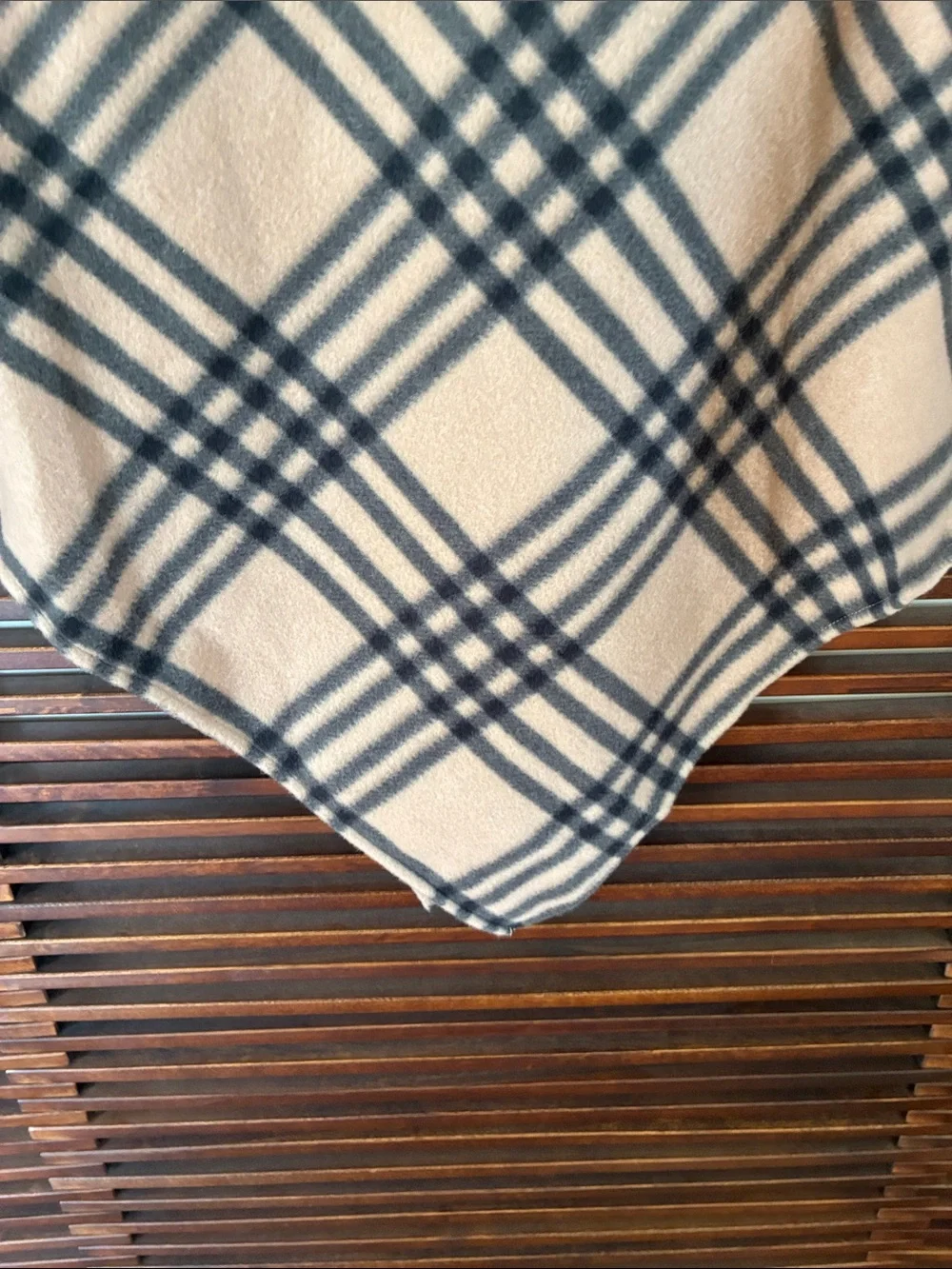 🎉NEW LISTING!🎉Le Moda Beige and Black Plaid Funnel Neck Poncho